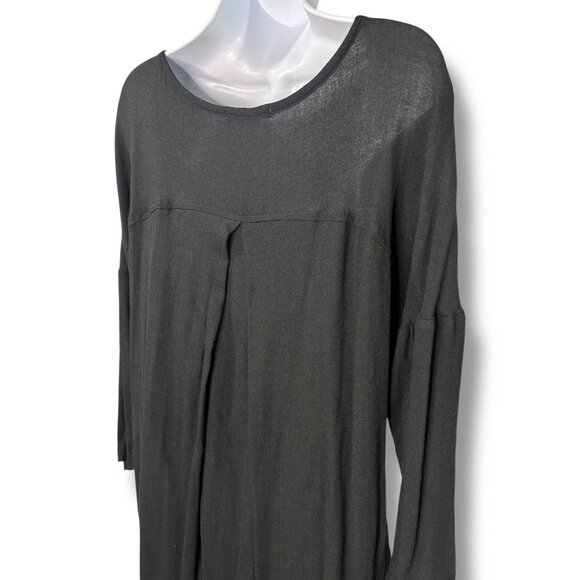 Black Crane Black Cocoon Pleat Back Maxi Dress Pockets lagenlook witchy goth - Picture 5 of 12